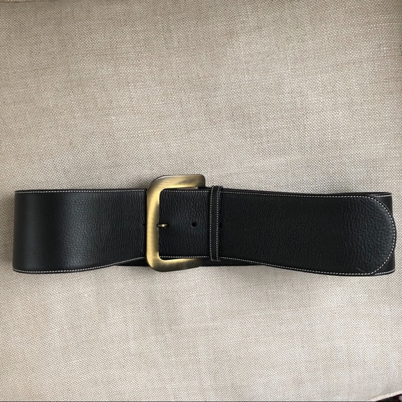 Christian Dior Belt Wide Hip Black Logo Large - Picture 2 of 6